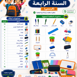 باك المستلزمات المدرسية للسنة الرابعة ابتدائي الرسمي مطابق لمتطلبات وزارة التربية الوطنية
